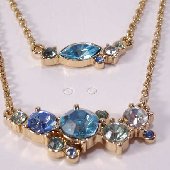 Banana Republic Lapis Turq Two layer necklace Bold Drop Earrings NWT 98 - Picture 4 of 12